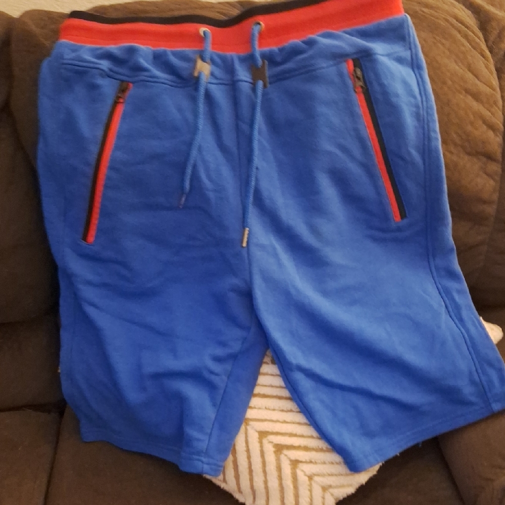 Blue and Red Men's Shorts